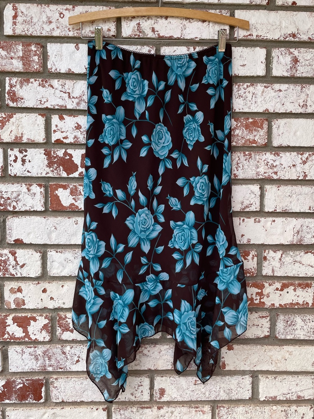 Body Central | Vintage 90s Y2k Brown & Turquoise Roses Floral Chic Western Skirt